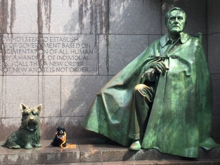 Nonpartisan Pedicab tour at the FDR Memorial Dog Friendly Tours of Washington DC